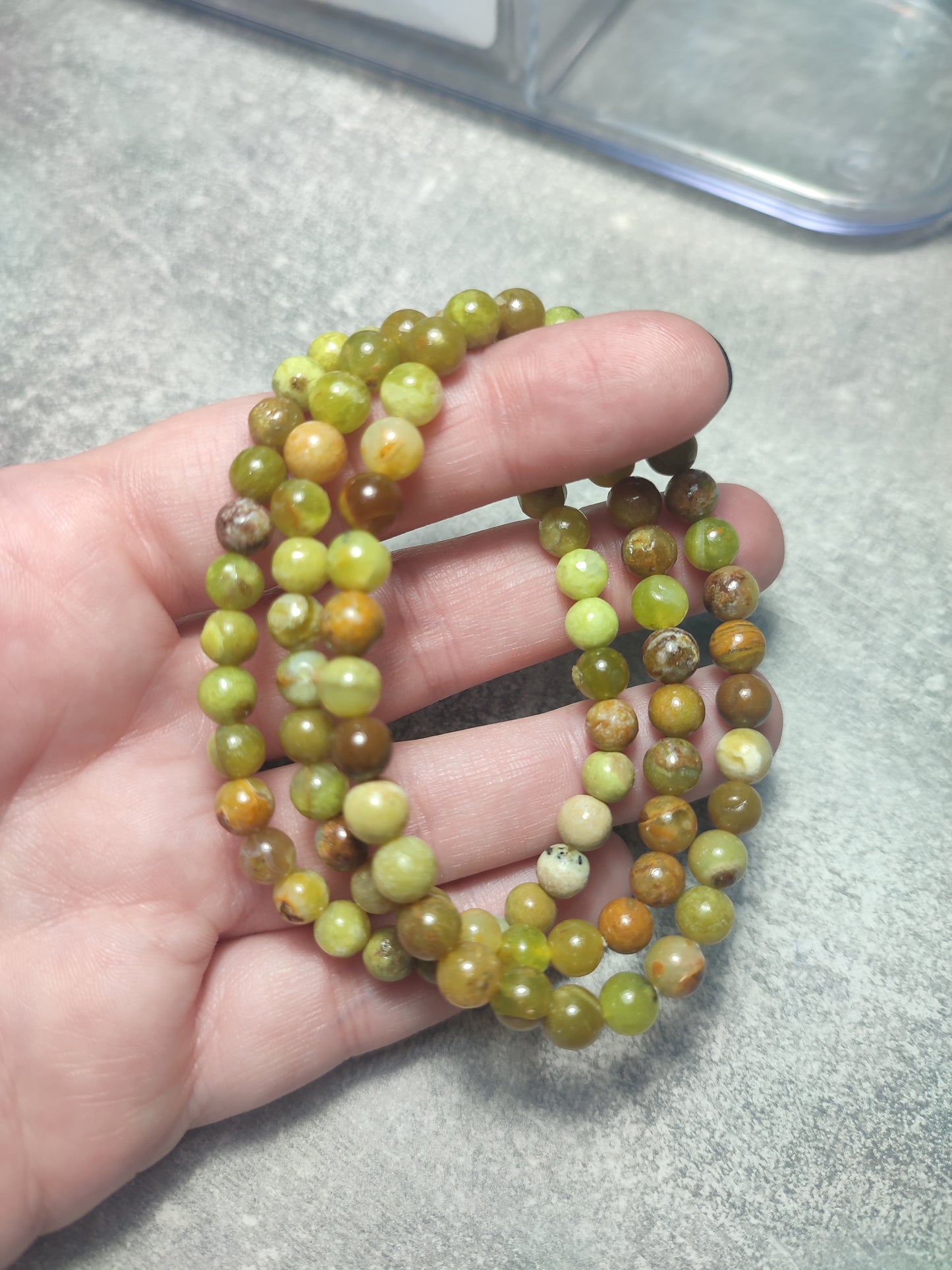 Pulsera elástica bolas 6 mm - ópalo verde