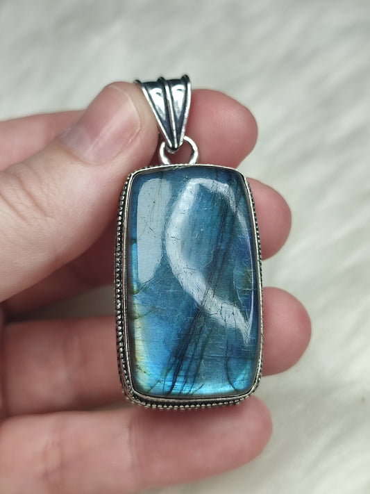 Colgante baño de plata con labradorita flash - N° 70