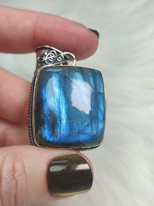 Colgante baño de plata con labradorita flash - n°1