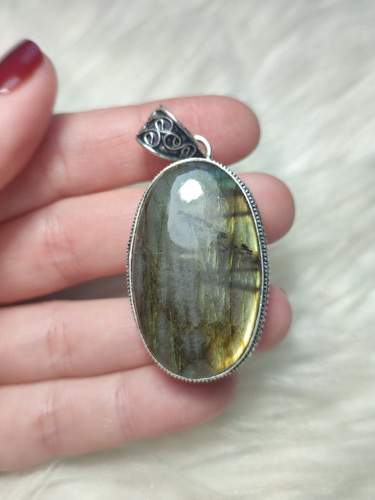 Colgante baño plata y Labradorita flash n° 87