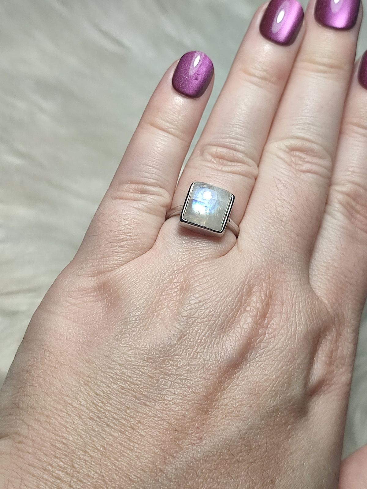 Anillo plata 925 con piedra luna - ajustable número 22