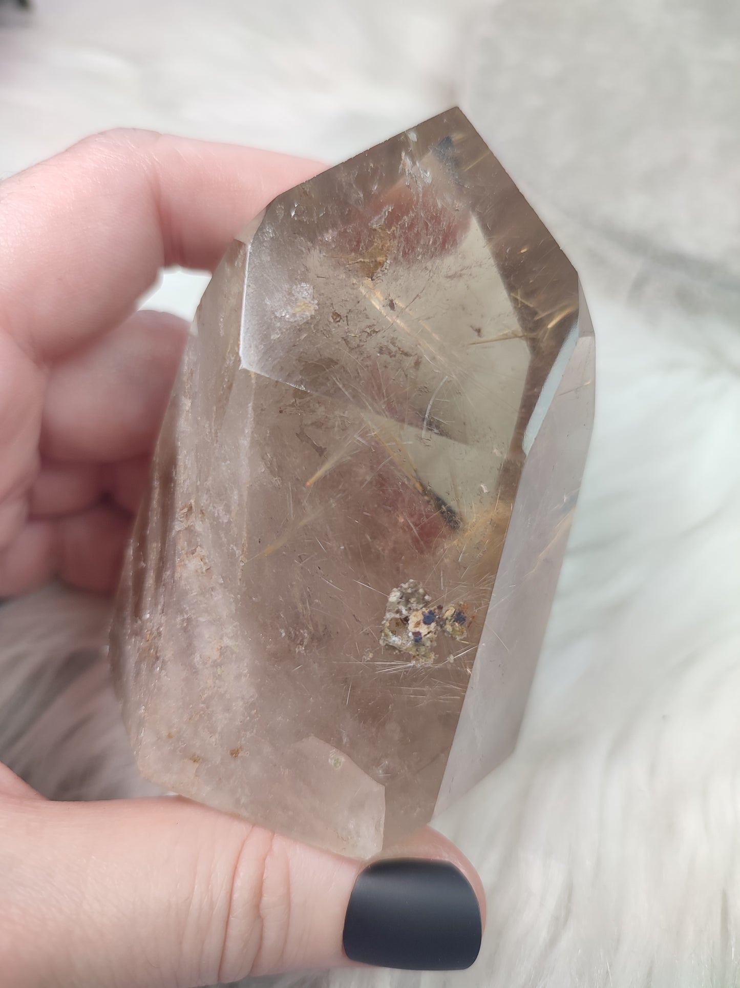 Punta cuarzo con rutilo y hematite - n° 50