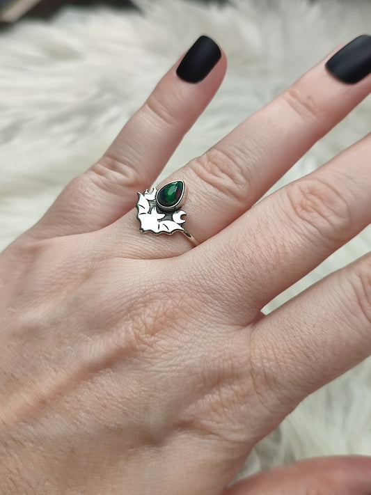 Anillo plata 925 con ópalo negro n° 50 - Modelo murciélago