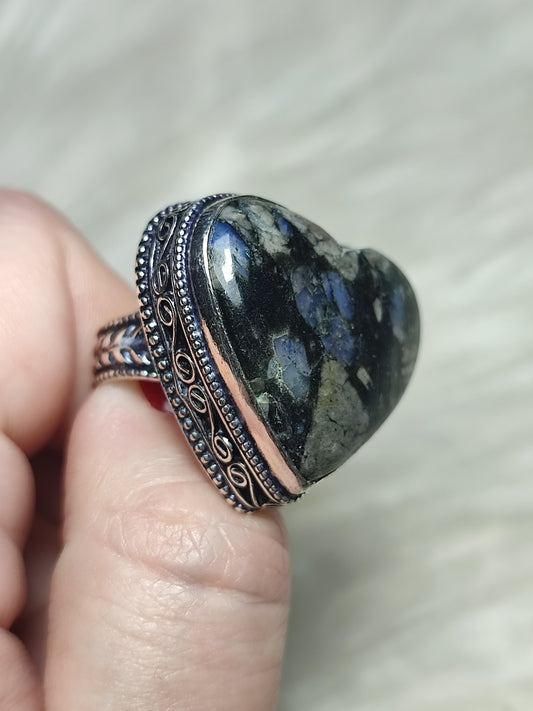 Anillo baño de plata con Riolita qué será ref.128