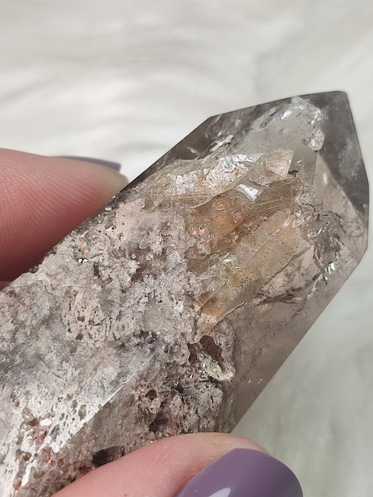 Punta cuarzo en cuarzo con jardín ahumado 166 - VIDEO