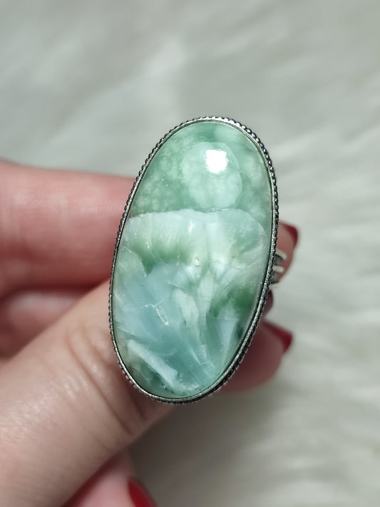 Anillo baño de plata con hemimorfita - ref.138