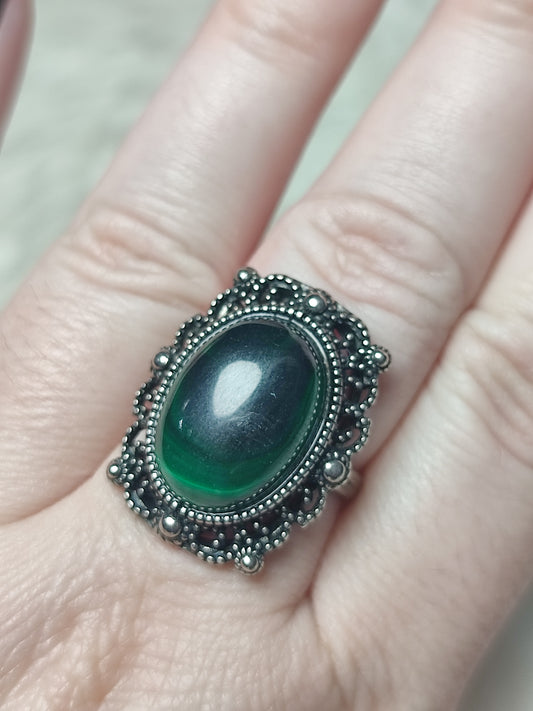 Anillo bisutería ajustable con malaquita - ver descripción