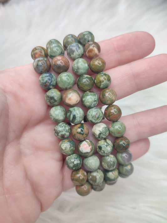 Pulseras bolas jaspe riolita - 8-9 mm