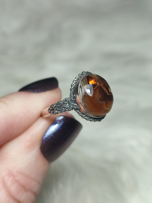 Anillo plata 925 con ágata de fuego - ajustable n° 2