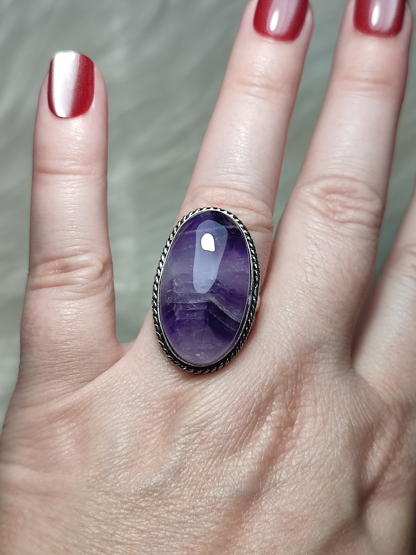 Anillo baño de plata con amatista - ref.109