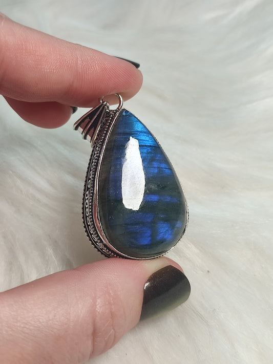 Colgante baño de plata con labradorita flash - n°6