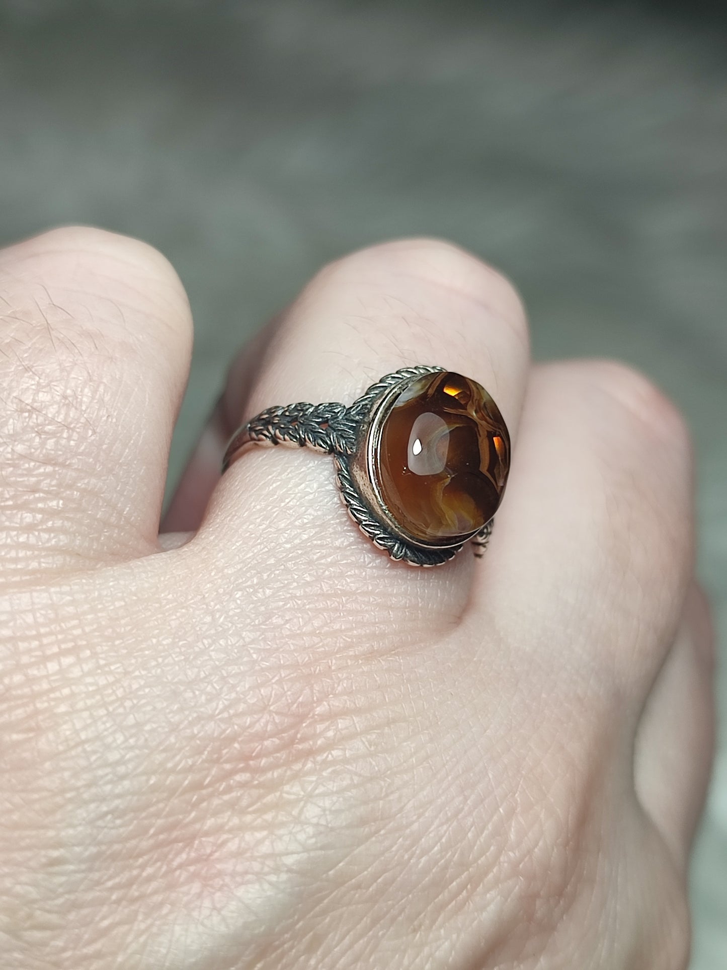 Anillo plata 925 con ágata de fuego - ajustable n° 2