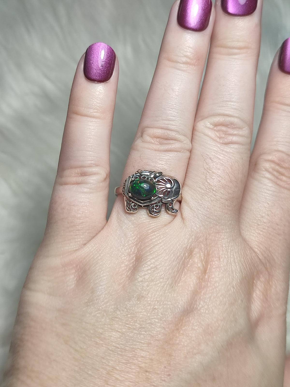 Anillo plata 925 con ópalo negro - ajustable n° 28