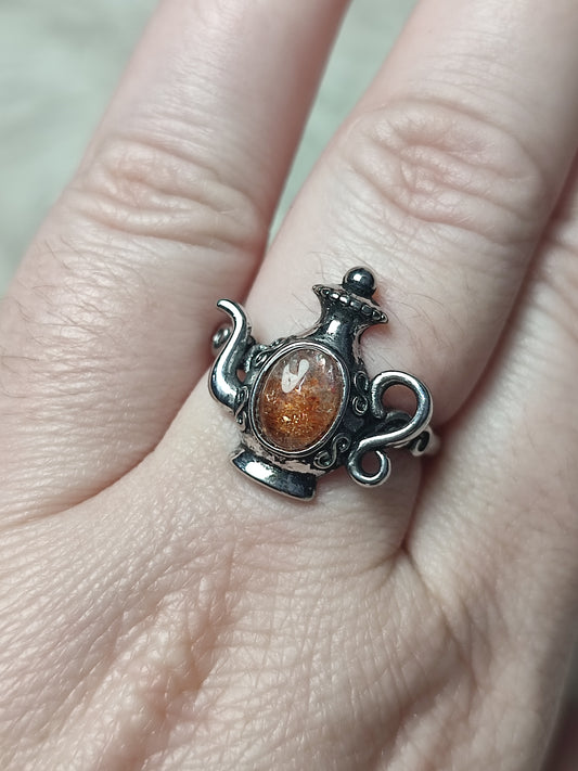 Anillo bisutería ajustable con piedra sol - ver descripción