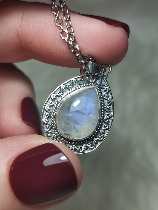 Colgante plata 925 con piedra luna n° 45