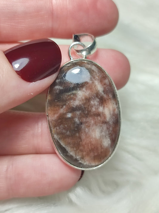 Colgante baño de plata con piedra Luna negra Latticce 92