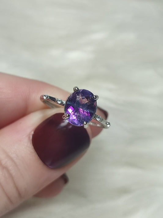 Anillo plata 925 con fluorita - ajustable número 1