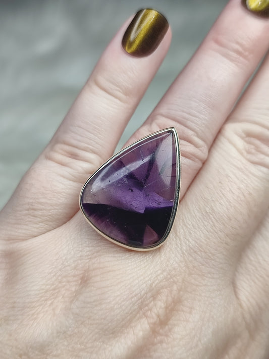 Anillo plata 925 con amatista trapiche - ajustable n° 30