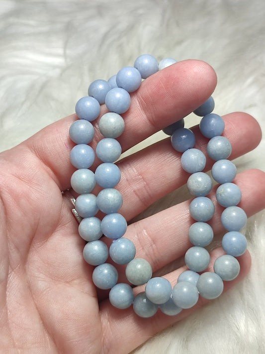 Pulsera elástica esferas de angelita 8 mm