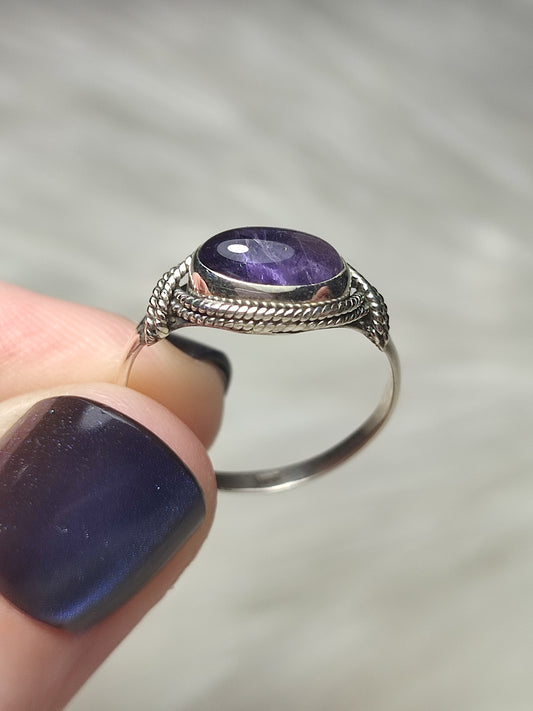 Anillo plata de ley 925 con amatista de 19 mm diámetro - n°11