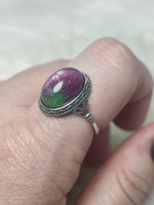 Anillo plata de ley 925 con zoisita rubí - Mod 17