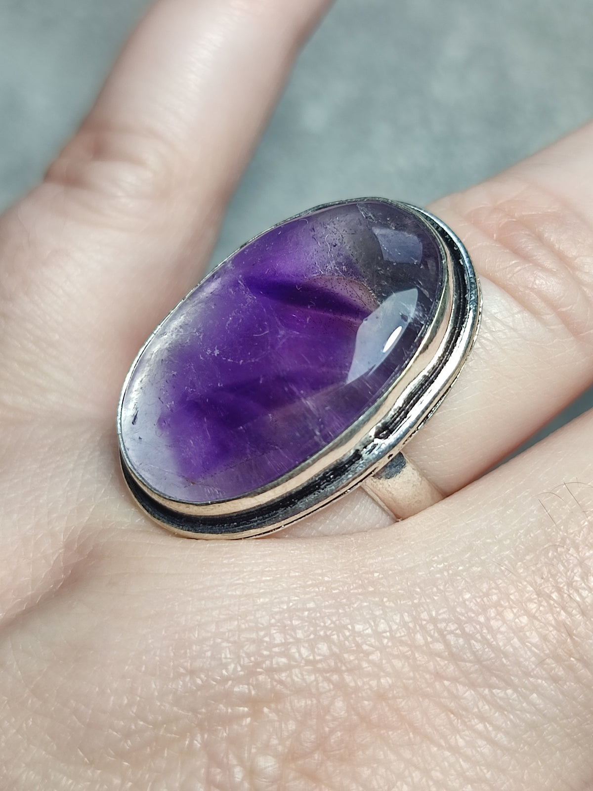 Anillo baño de plata con amatista n°9
