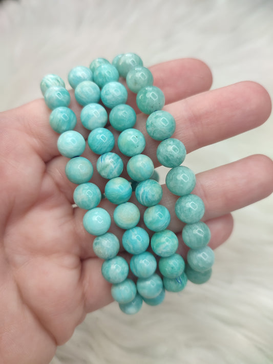 Pulsera elástica esferas de amazonita - 8 mm