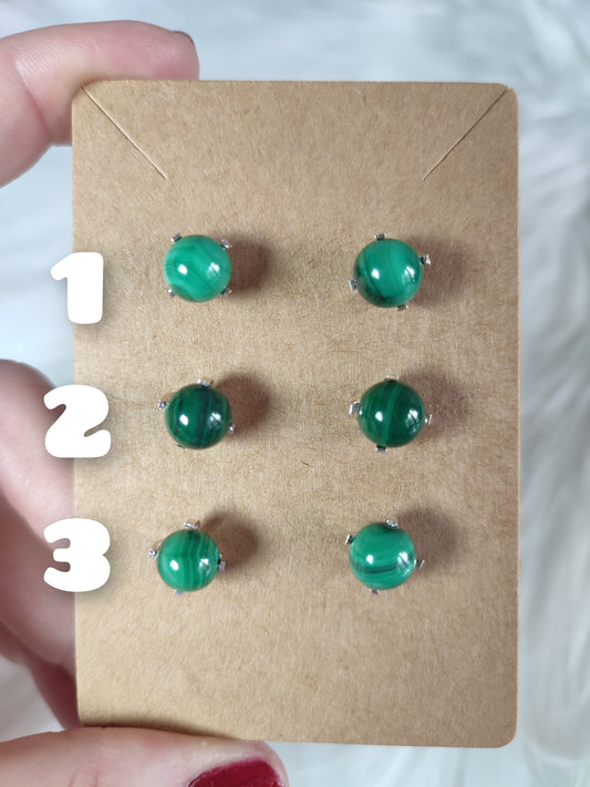 Pendientes plata de ley 925 con malaquita