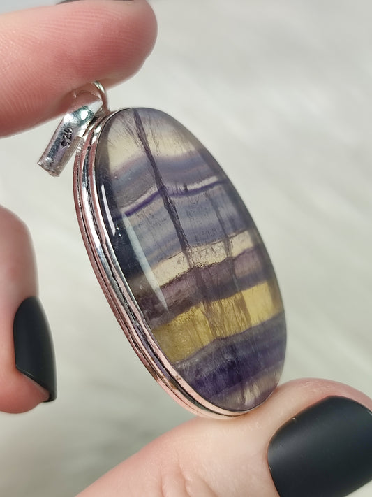 Colgante baño de plata flúorita n°23