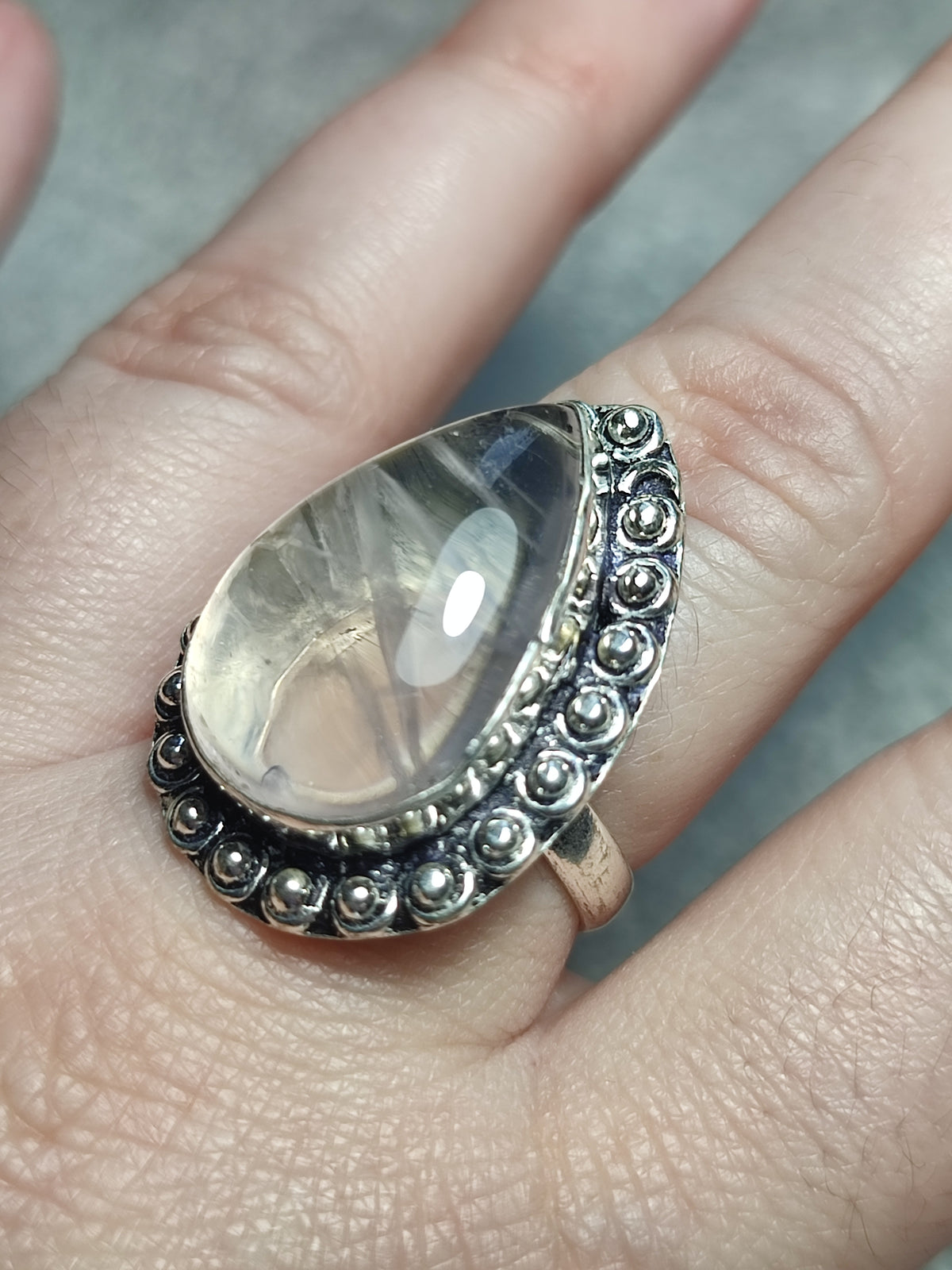 Anillo baño de plata con cuarzo rosa extra n°4