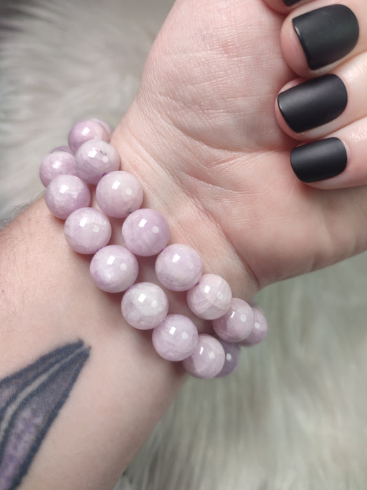 Pulsera elástica esferas de kuncita 11mm