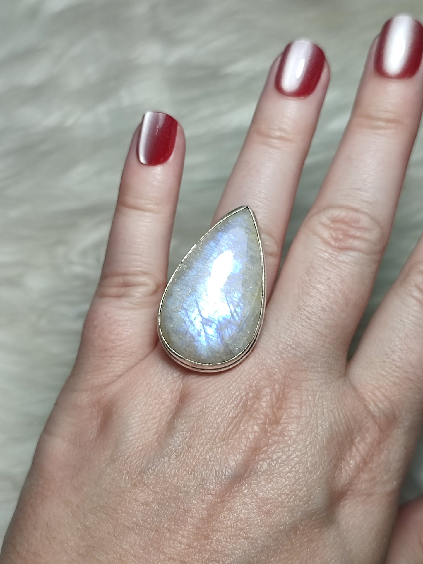 Anillo baño de plata con piedra luna - ref.167