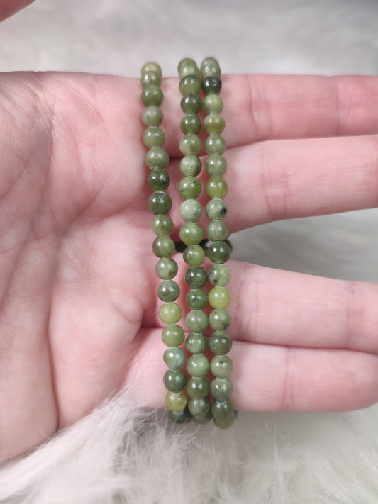 Pulsera elástica bolas 4 mm - Jade verde