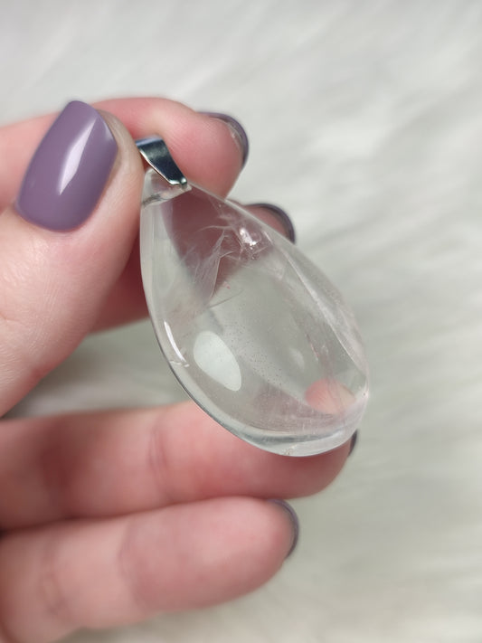 Colgante acero con cuarzo roca n°A2