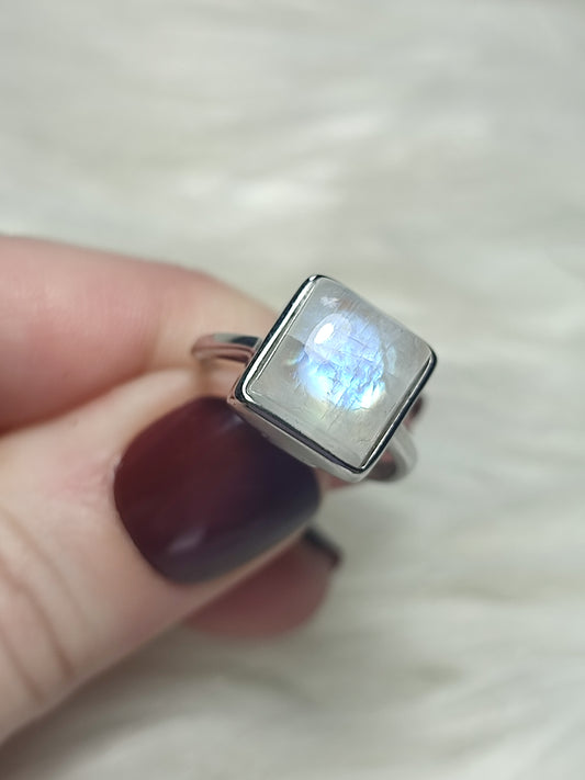 Anillo plata 925 con piedra luna - ajustable número 22