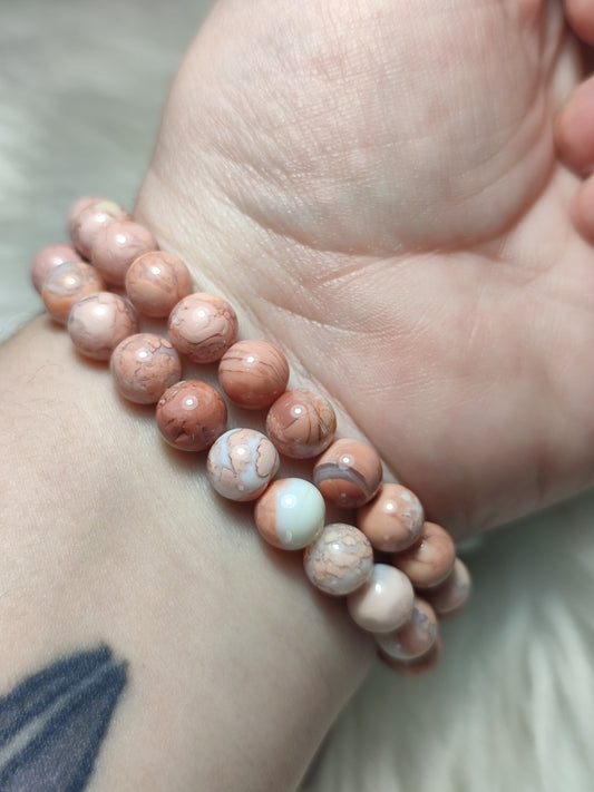 Pulsera elástica esferas de ágata rosa extra 8 mm