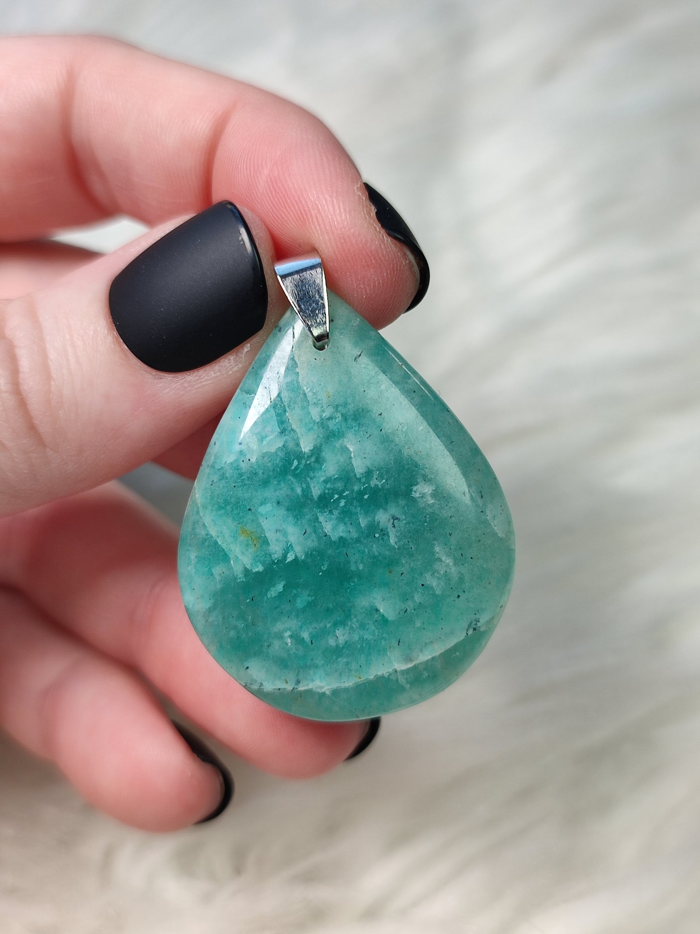 Colgante acero con amazonita n°126