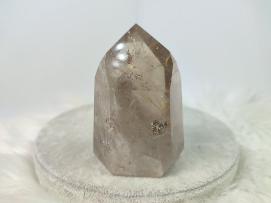 Punta cuarzo con rutilo y hematite - n° 50