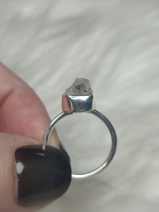 Anillo plata de ley 925 con herkimer - 16.50 mm diámetro