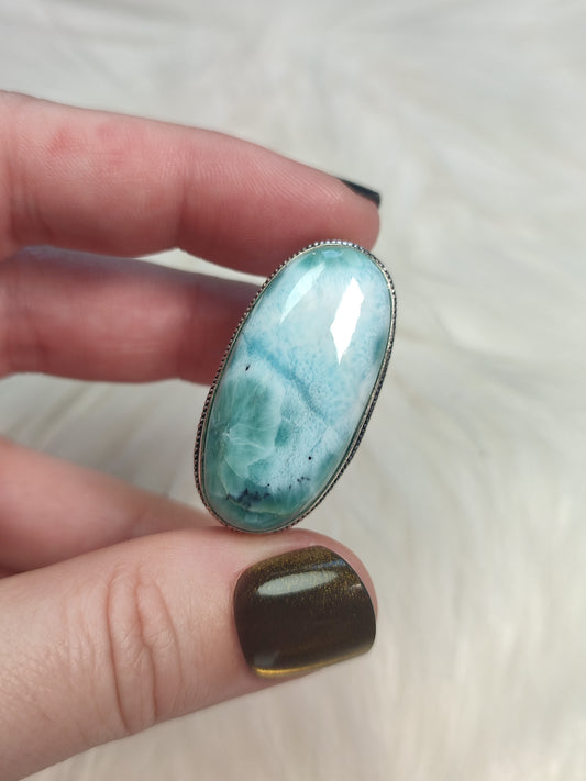 Anillo baño de plata larimar AP