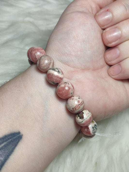 Pulsera unica esferas de rodocrosita extra 11 mm