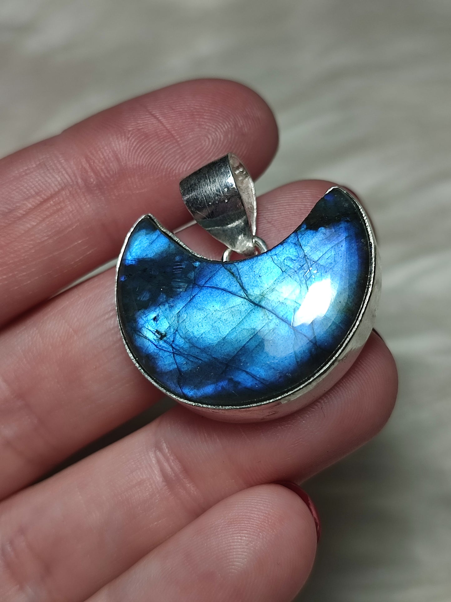 Colgante luna baño de plata con Labradorita n° 175