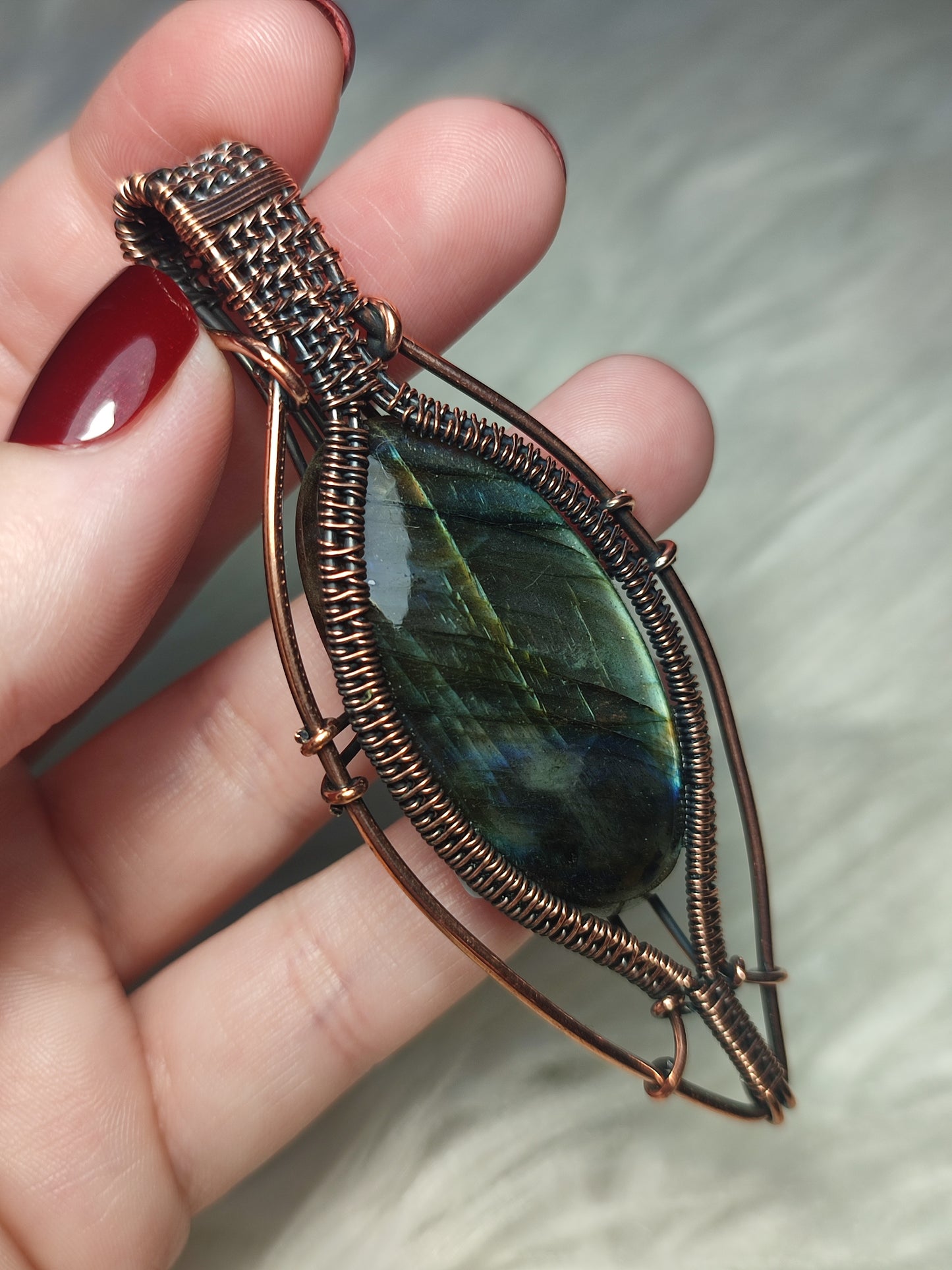 Colgante filigrana cobre con labradorita flash 69