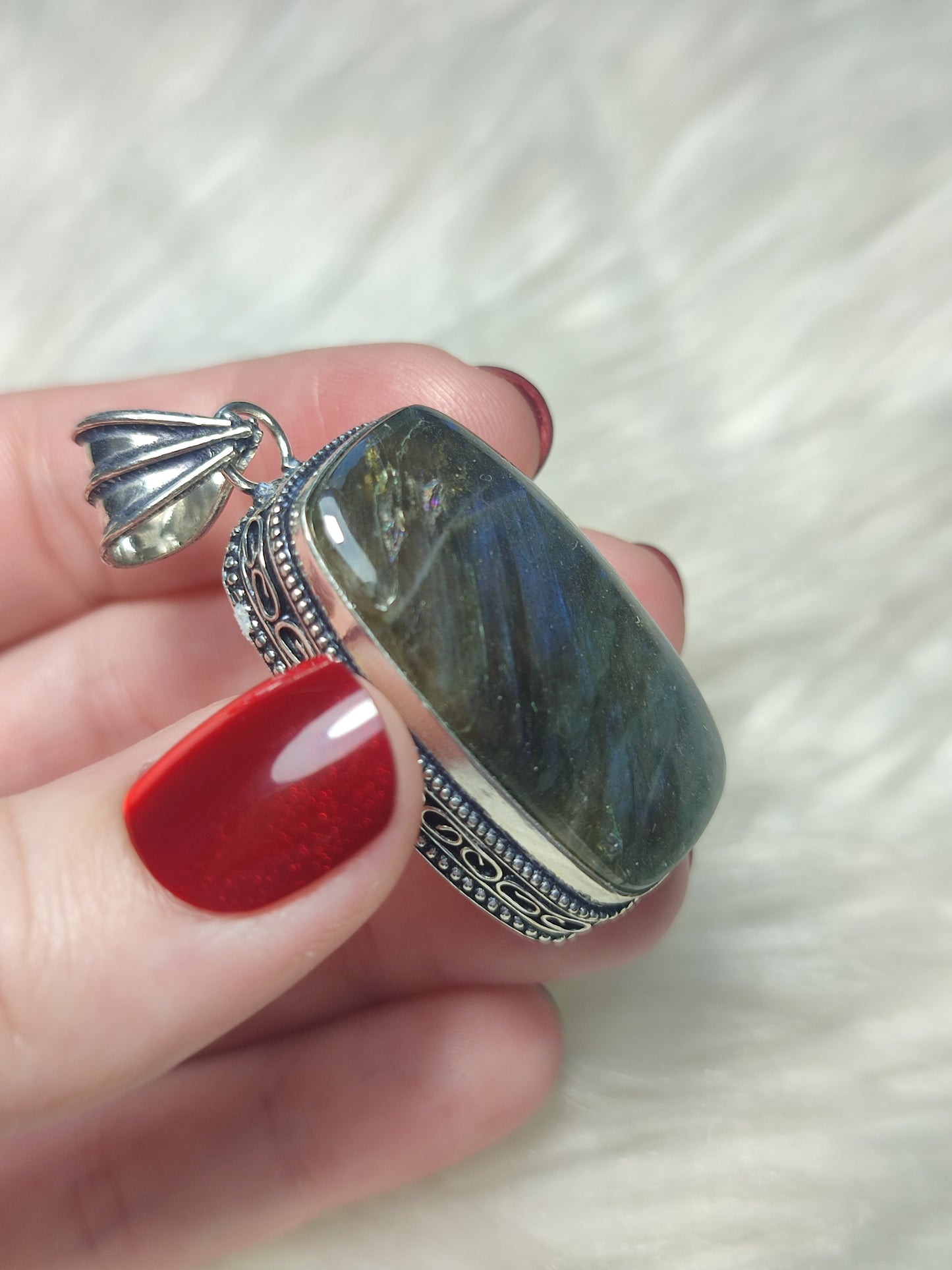 Colgante baño plata y Labradorita flash n° 66