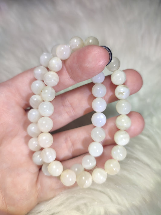 Pulsera elástica bolas 8 mm - Piedra Luna Silky Extra