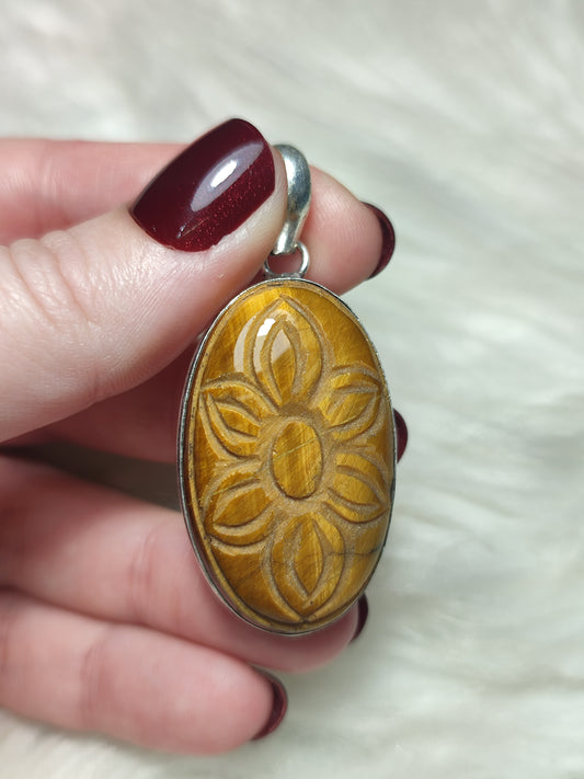 Colgante baño de plata con ojo de tigre 30