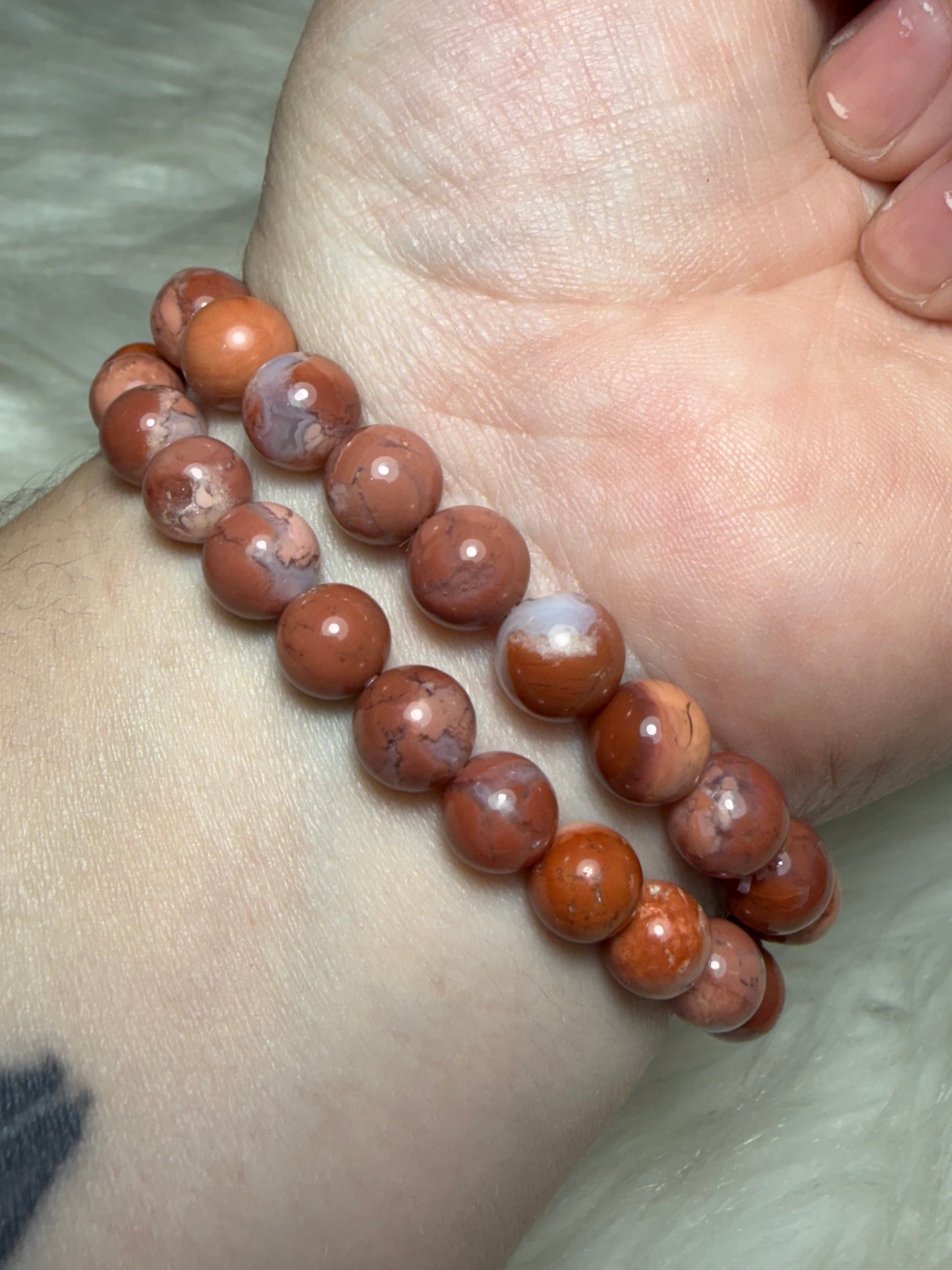 Pulsera bola ágata rosa 8 mm
