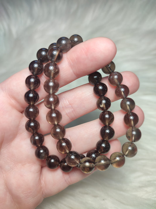 Pulsera elástica esferas de cuarzo ahumado extra 10 mm