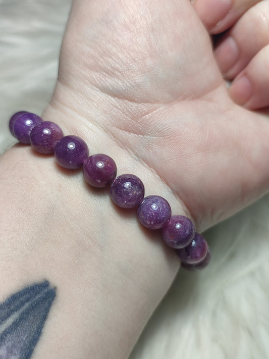 Pulsera unica esferas de rubí natural extra 9 mm