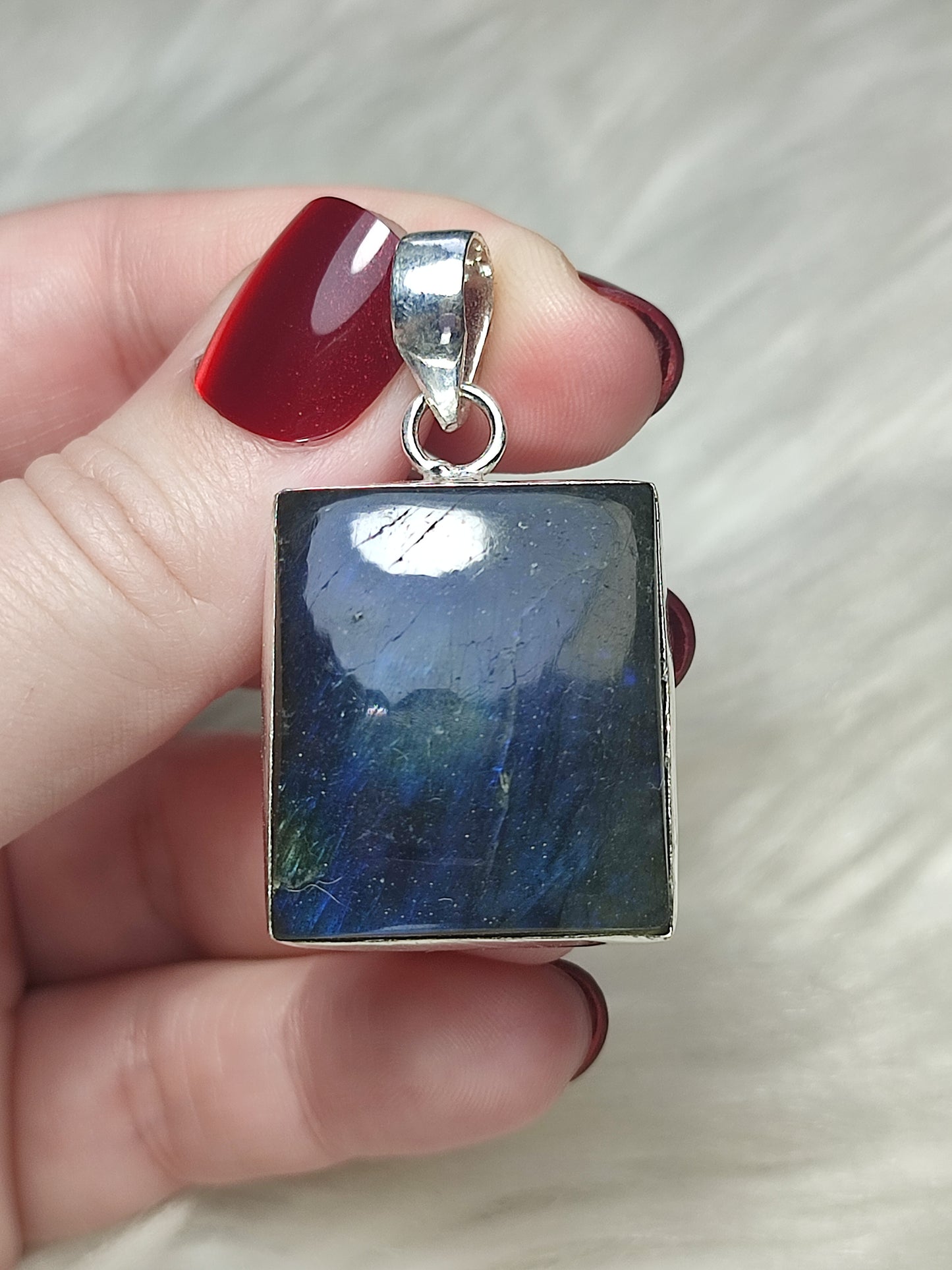 Colgante baño de plata con labradorita flash - N° 65